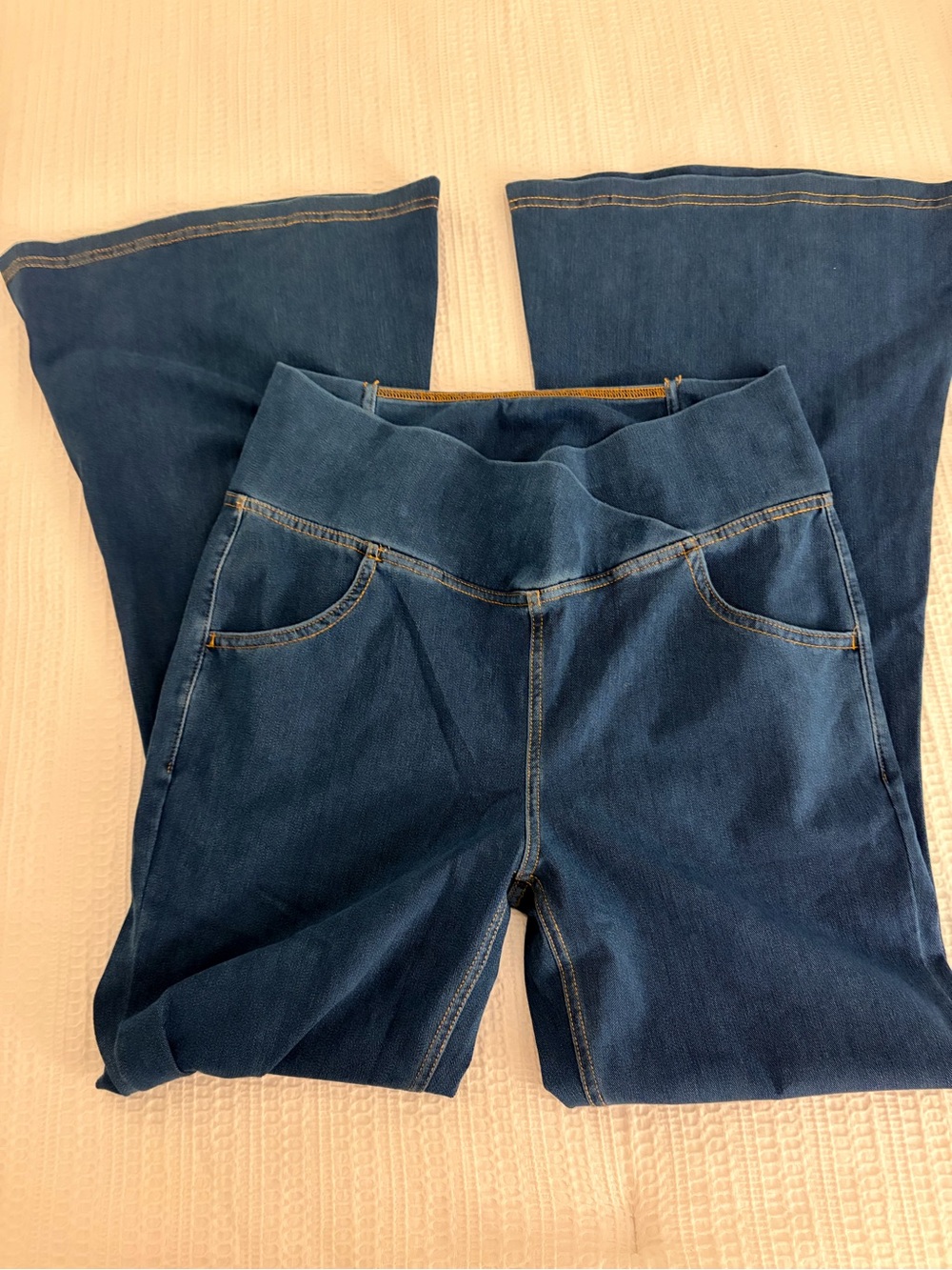 HALARA Dark Blue Flare Wide-Leg Jeans Large